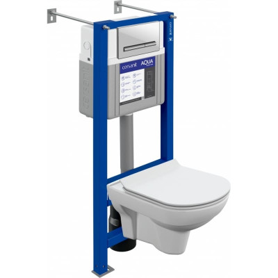 Комплект CERSANIT CITY CO DPL EO SLIM инсталляция AQUA SMART M40 кнопка PILOT стекло белый